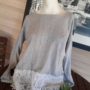 Design 365 Grey Knit Long Sleeve Top Large